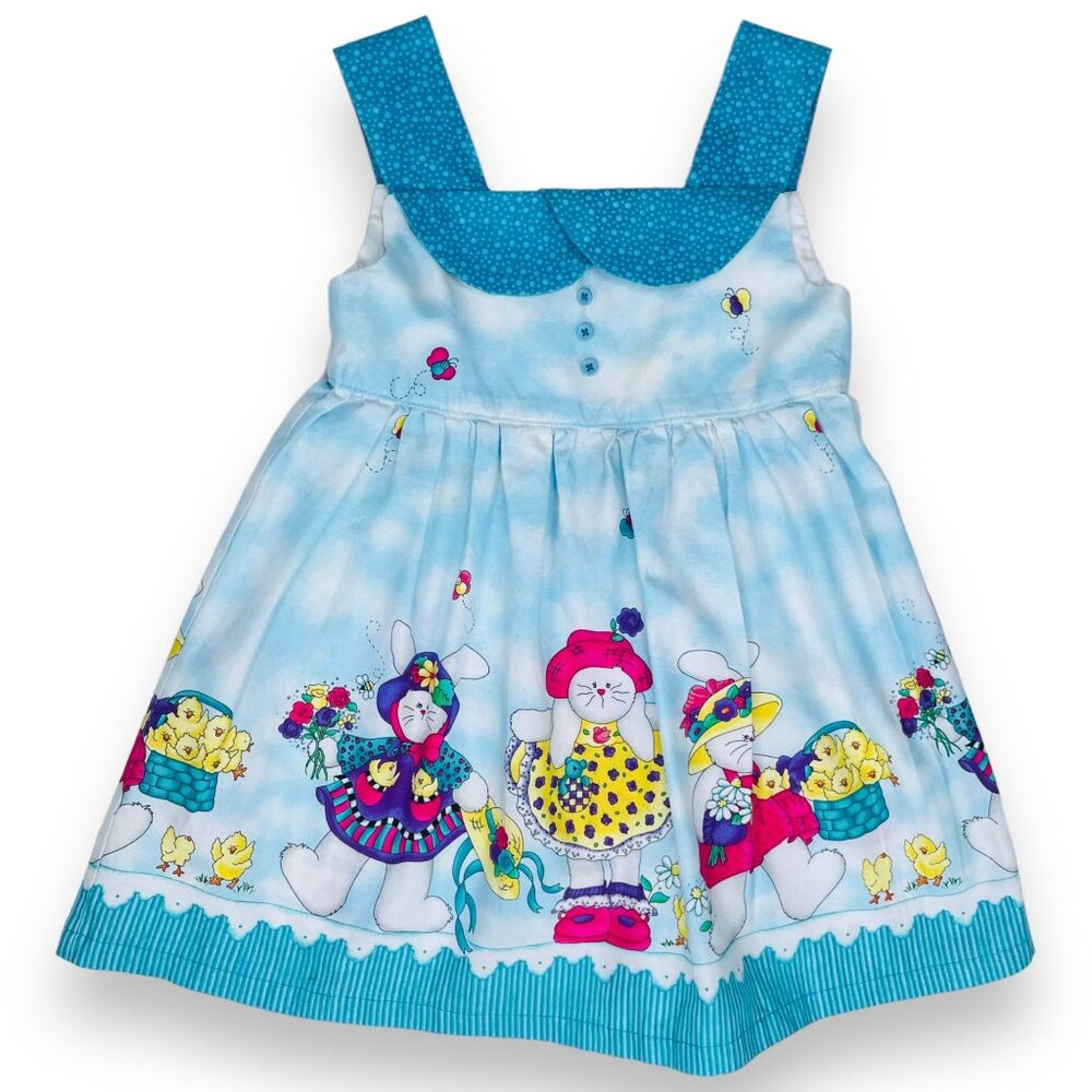 Vintage Jelly Bean Junction Spring Bunny Rabbit Chicks Sleeveless Dress 2T